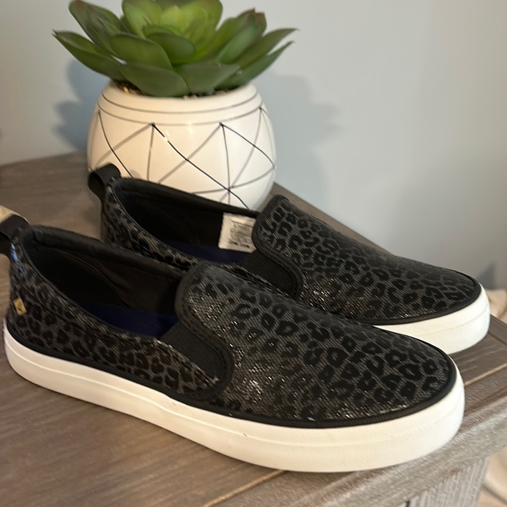 Sperry Black Leopard Slip-On Shoes